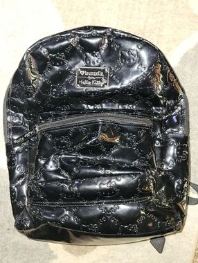 Loungefly 2012 Hello Kitty Black Patent Leather Quilted Embossed Backpack